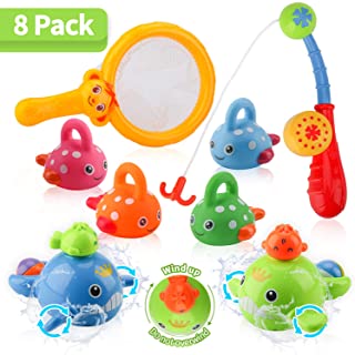 BBLIKE Juguetes de bano para bebe- juguetes de pesca sin moho- juguetes de bano para pesca juego para bebes de 14 meses + en la banera- piscina- juego de 8 piezas de juguetes de ducha