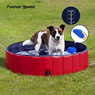 Forever Speed Piscina Perros-Gatos Banera-Piscina Mascotas-Piscina para Ninos Portatil Plegable Piscina de Bano Antideslizante-Resistente al Desgaste-PVC Doggy Pool (120X30cm Rojo)