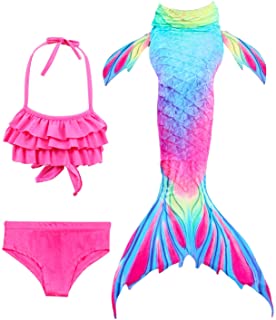 Hifunbay Cola de Sirena nina para Nadar Incluido Traje de Sirena bano de Bikini de 3 Piezas