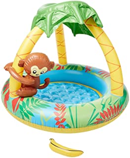 Jilong Monkey Baby Pool - Piscina Infantil con Suelo Hinchable y Parasol- para ninos de Entre 1 y 3 anos- O 102 x 80 cm