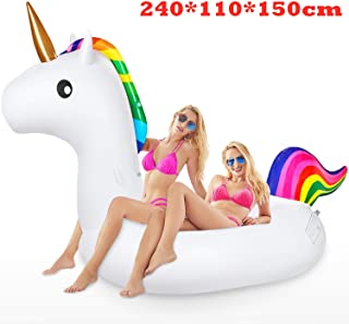 Jojoin Flotador de Piscina Unicornio- Colchoneta Hinchable Unicornio- Flotador Gigante Unicornio en Piscina Playa- Juguete Colchonetas de Verano para Adultos & ninos ( 240 x 110 x150cm )