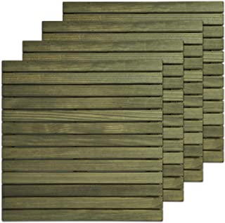 Loseta rigida en madera de Pino Melix con tratamiento Lasur Verde (Riesgo III)- lamas lijadas y cepilladas - Suelo exterior (Pack de 4 unidades)