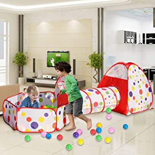 MAIKEHIGH interior - exterior tunel del juego y la tienda del juego de Cubby de Tubo Tipi 3 en 1 zona de juegos infantil para bebes Juguetes para ninos BOLAS NO INCLUIDO