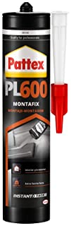 Pattex PL600- adhesivo resistente al agua y a temperaturas extremas- adhesivo de montaje para interiores y exteriores- pegamento extrafuerte- 1 cartucho x 300 ml