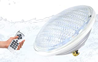 POPP® Bombilla LED Sumergible PAR56 decorativa piscina IP68 Vidrio RGB+Mandos- Blanco (RGB- 18 Watios)