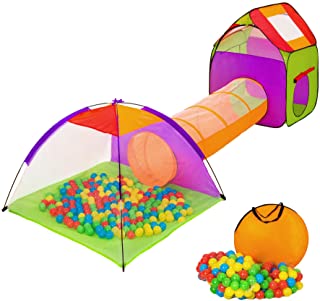 TecTake Tienda infantil en forma de iglu con tunel + 200 bolas + bolsa - carpa de campana para ninos - disponible en diferentes colores - (multicolor 1 - 401027)
